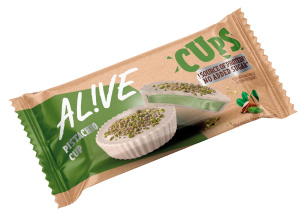 posodice bele čokolade s pistacijevim polnilom, pistachio cup, al!ve, 32 g