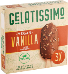 veganski sladoled, mandelj, gelatissimo, 3 x 90 ml
