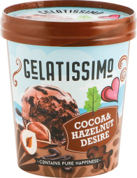 sladoled v lončku, lešnik in kakav, gelatissimo, 470 ml