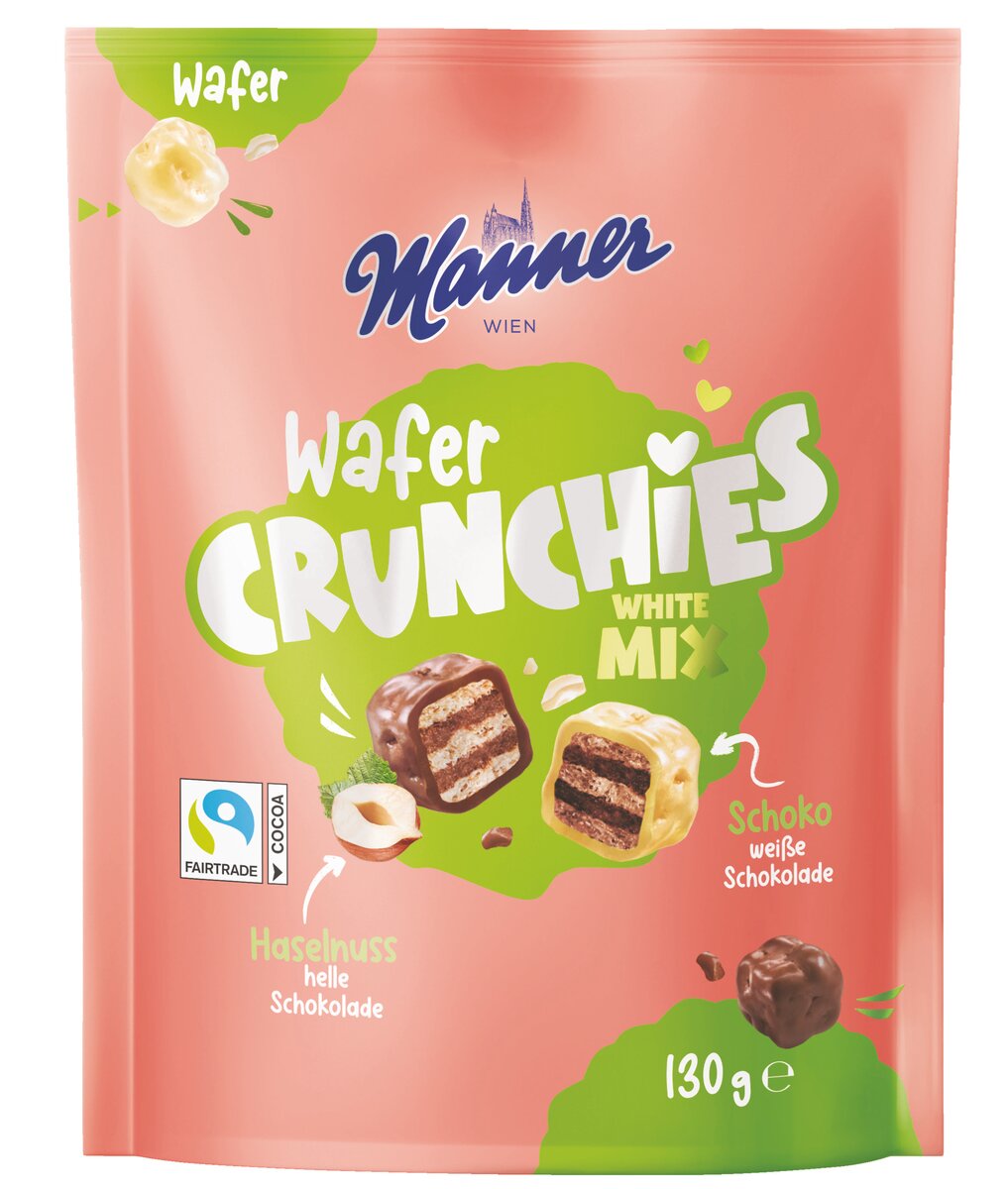 Mini napolitanke Crunchie, beli mix, Manner, 130 g